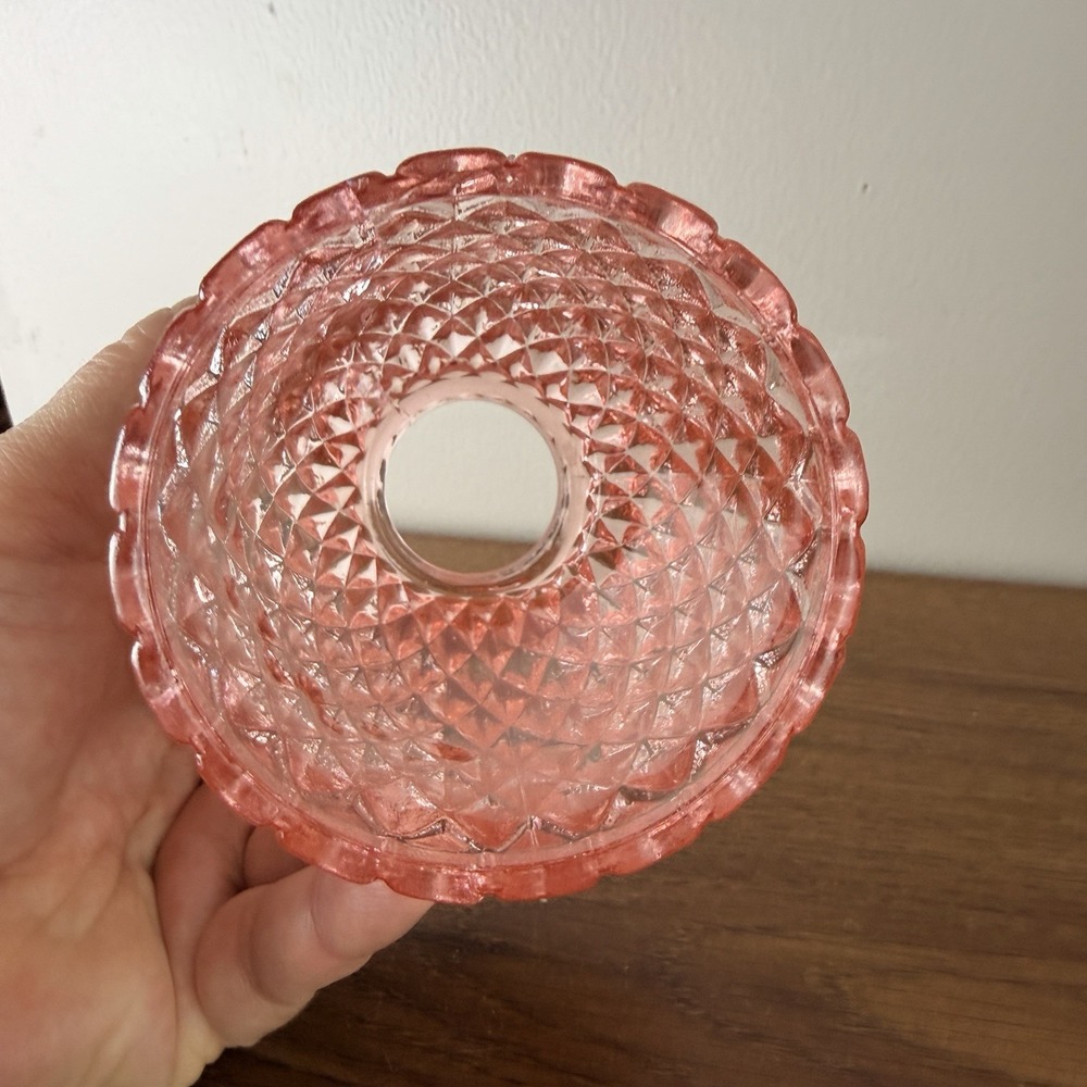 Vintage Pink Diamond Pineapple Fairy Lamp Shade Top Brooke Crescent Style Glass - Picture 2 of 11